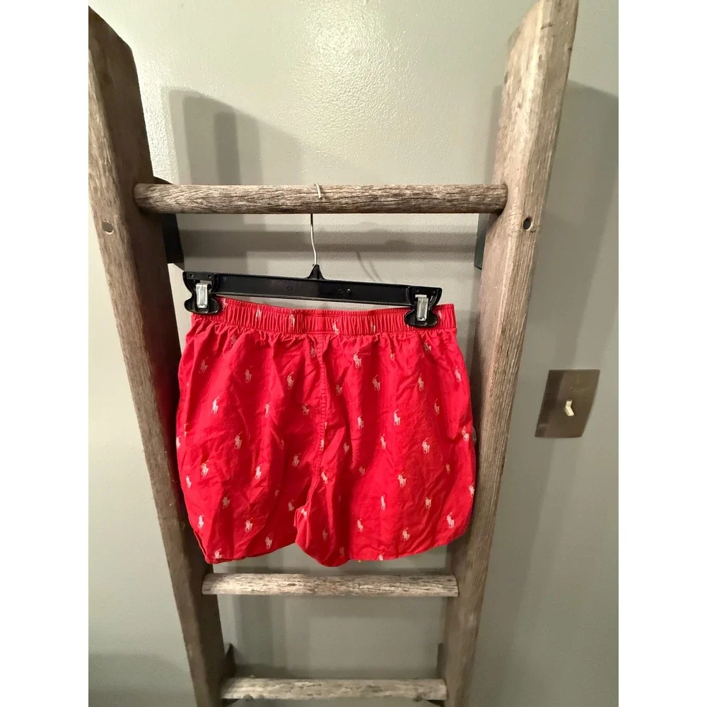 Polo Ralph Lauren Mens Red Woven Boxer Shorts All Over Pony Logo Size Small
